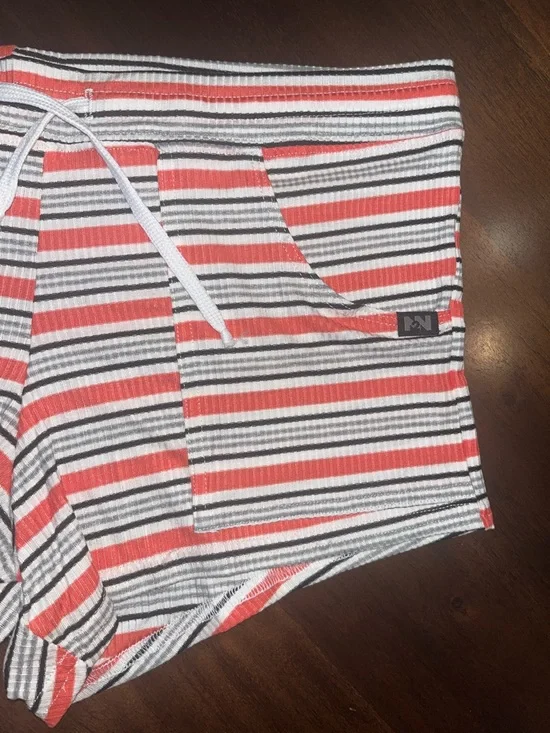 N2N Striped Drawstring Men’s Shorts - Orange & White - Picture 6 of 7